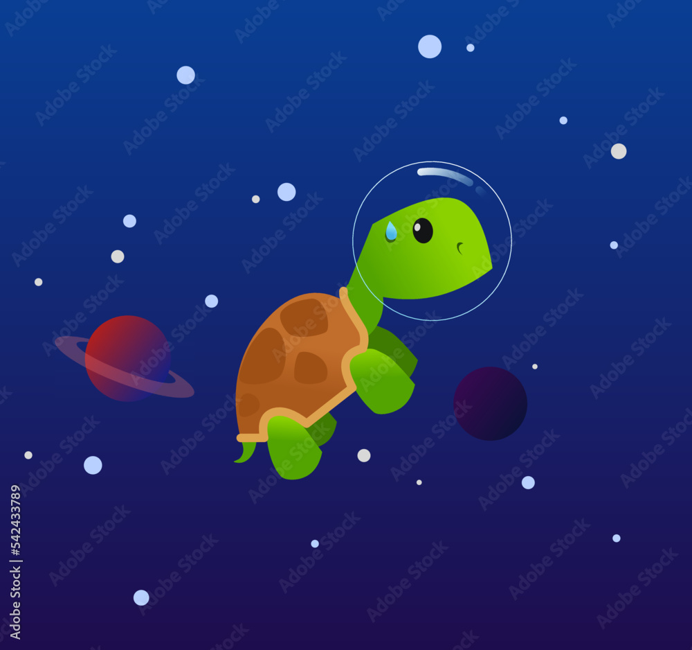 Obraz premium ittle Turtle went into space