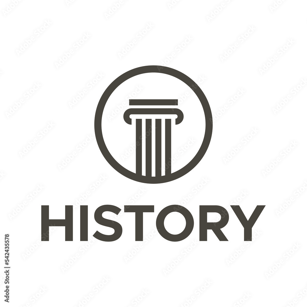 minimalistic black abstract round sign of ancient column and inscription history minimalistic black abstract round sign of ancient column and inscription history
