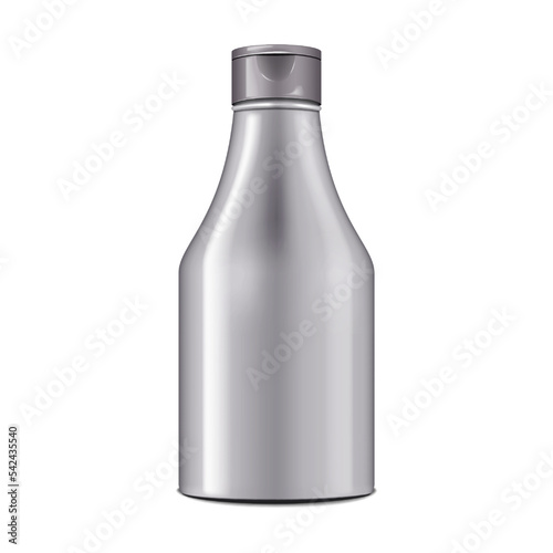 Blank plastic bottle with flip top cap vector mockup. Cosmetic product packaging mock-up. Shower gel, shampoo, hair conditioner, body lotion template for design