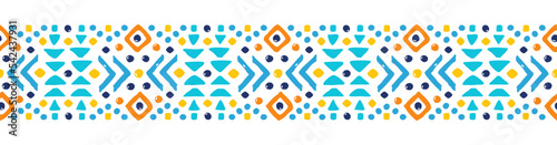 Ethnic style colorful seamless border. Tribal decorative tape of aztec motives. EPS 10 vector illustration.