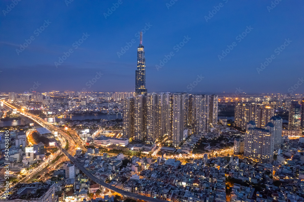 image aerial view of Landmark 81 is a super-tall skyscraper currently ...