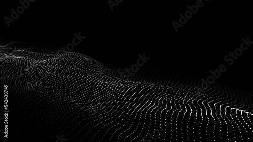 Digital technology wave. Dark cyberspace with motion dots. Futuristic digital background artificial intelligence. Big data analytics.
