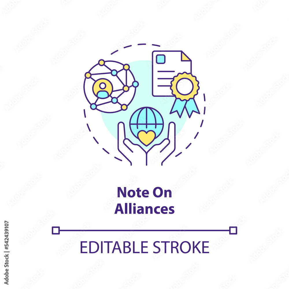 Note on alliances concept icon. Insurance company reputation. Check quality abstract idea thin line illustration. Isolated outline drawing. Editable stroke. Arial, Myriad Pro-Bold fonts used Note on alliances concept icon. Insurance company reputation. Check quality abstract idea thin line illustration. Isolated outline drawing. Editable stroke. Arial, Myriad Pro-Bold fonts used