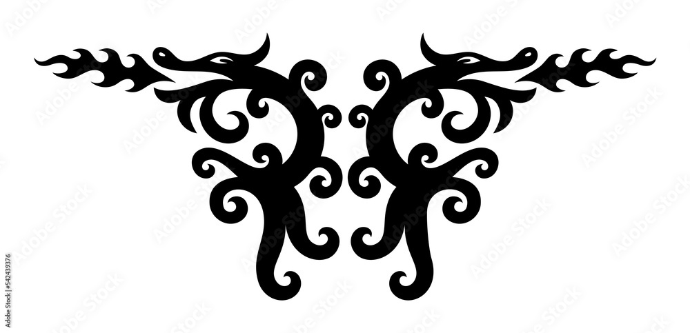 Tattoo with Dragon ornament in medieval style Tattoo with Dragon ornament in medieval style
