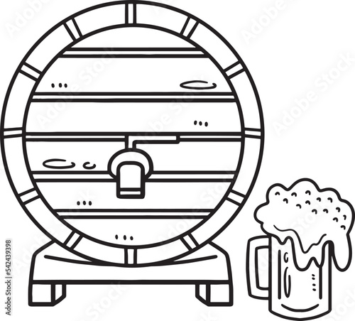 Beer Barrel Isolated Coloring Page for Kids