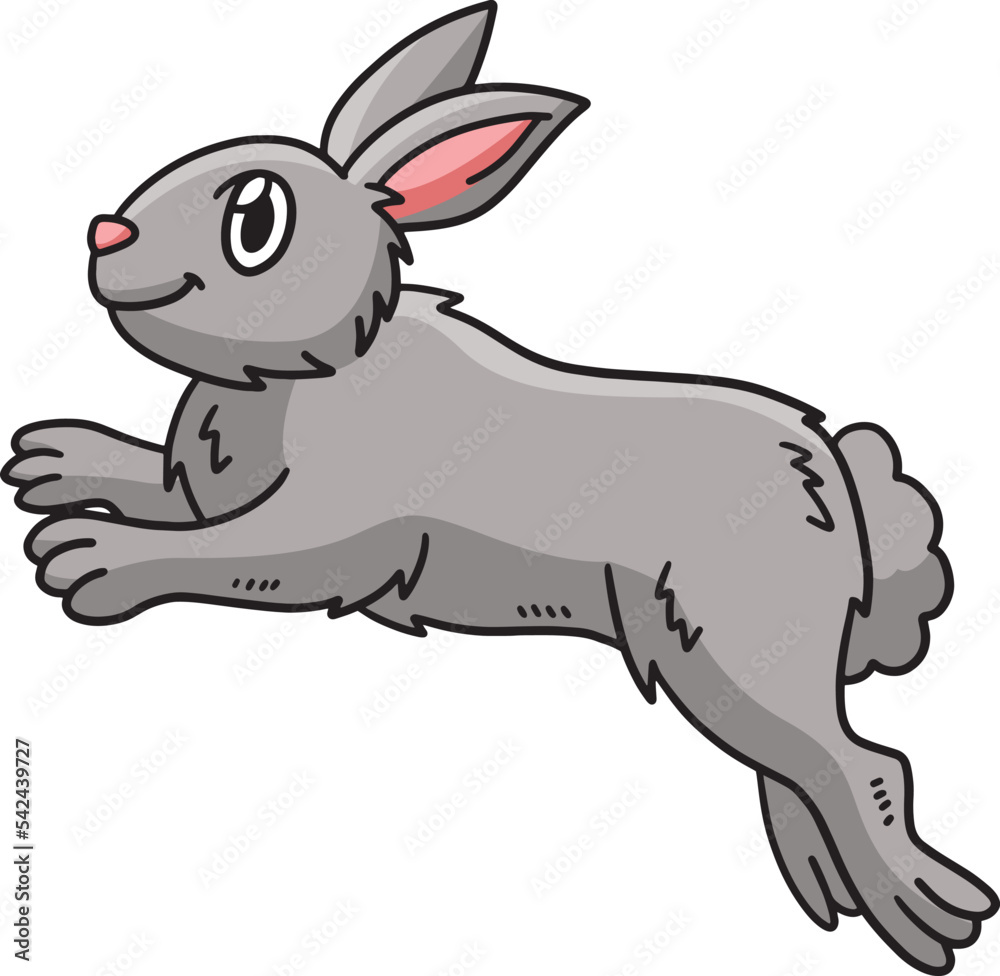 Jumping Rabbit Cartoon Colored Clipart 