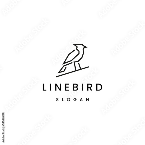 Bird line art logo design template