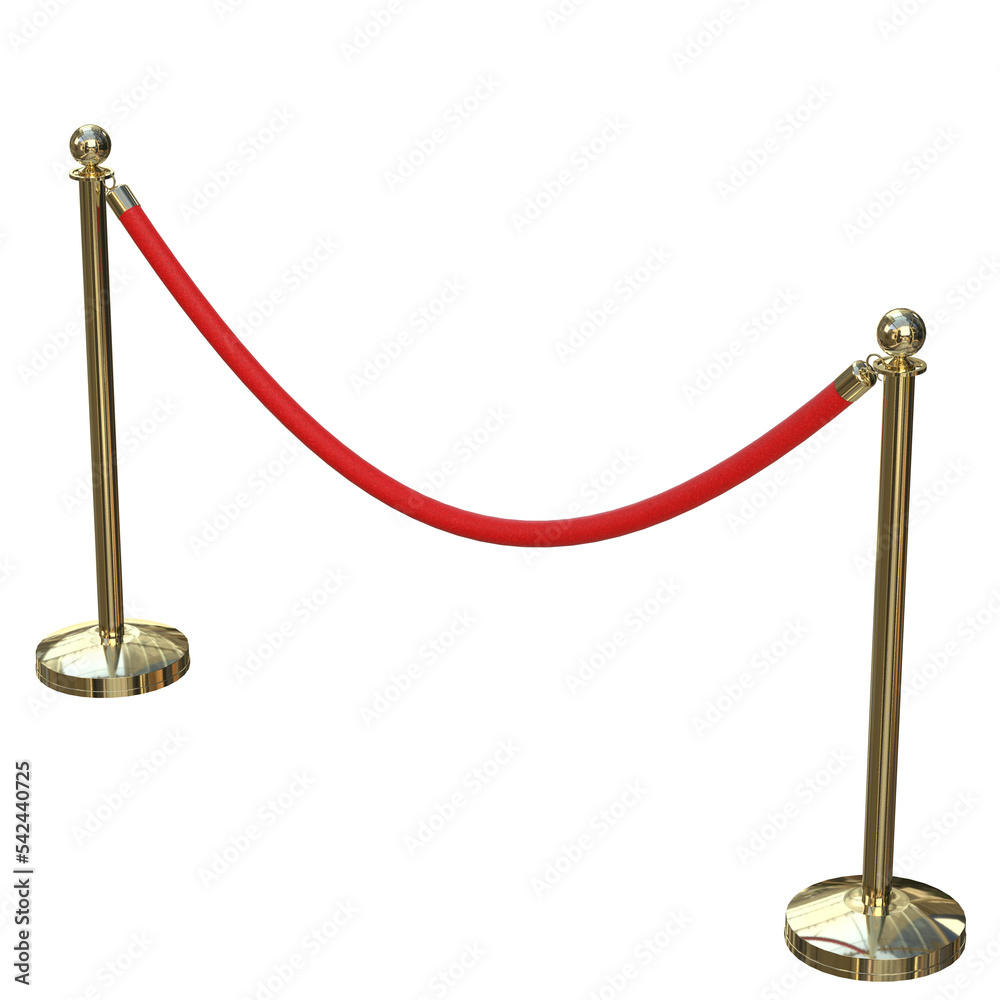 3d rendering illustration of a red velvet rope 3d rendering illustration of a red velvet rope