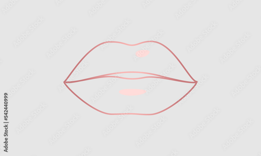 Lips beautiful woman model. Cosmetic, Beauty Fashion. Simple line Vector illustration