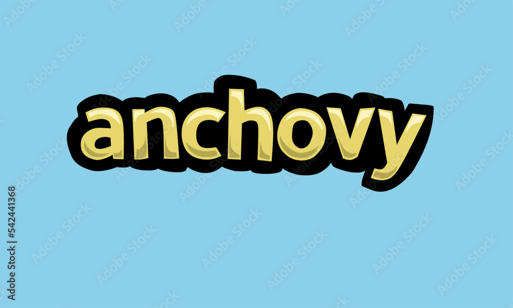 ANCHOVY writing vector design on a blue background