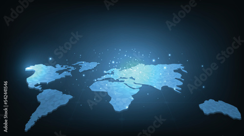 World map style technology concept.World map polygon technology on dark blue background.dots and structures vector illustration EPS 10.