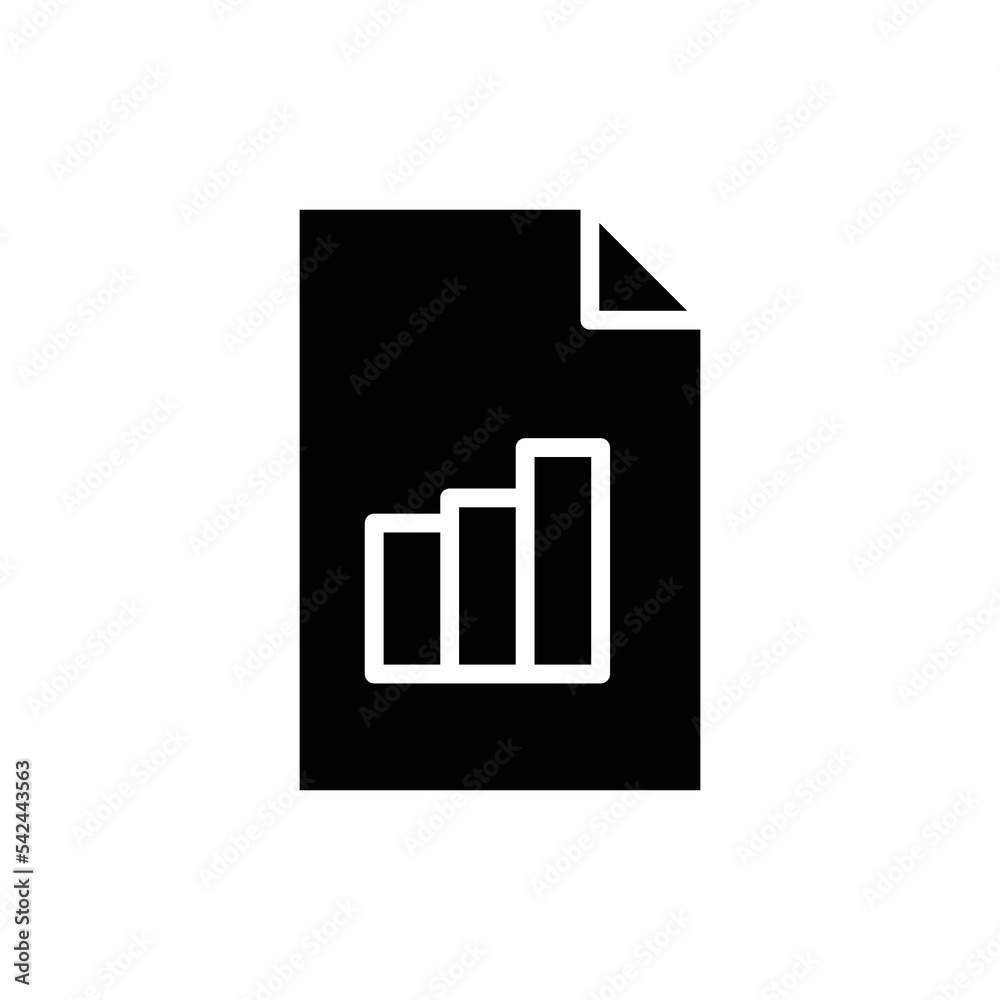 Paper document glyph icon illustration with chart. icon related to report document. Simple vector design editable. Pixel perfect at 32 x 32