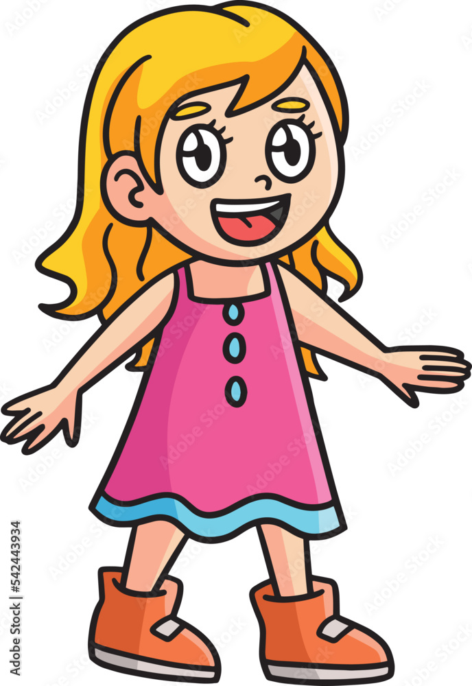 Happy Girl Cartoon Colored Clipart Illustration Happy Girl Cartoon Colored Clipart Illustration