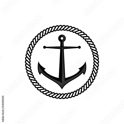 Fototapeta Naklejka Na Ścianę i Meble -  Simple anchor inside a circle rope logo