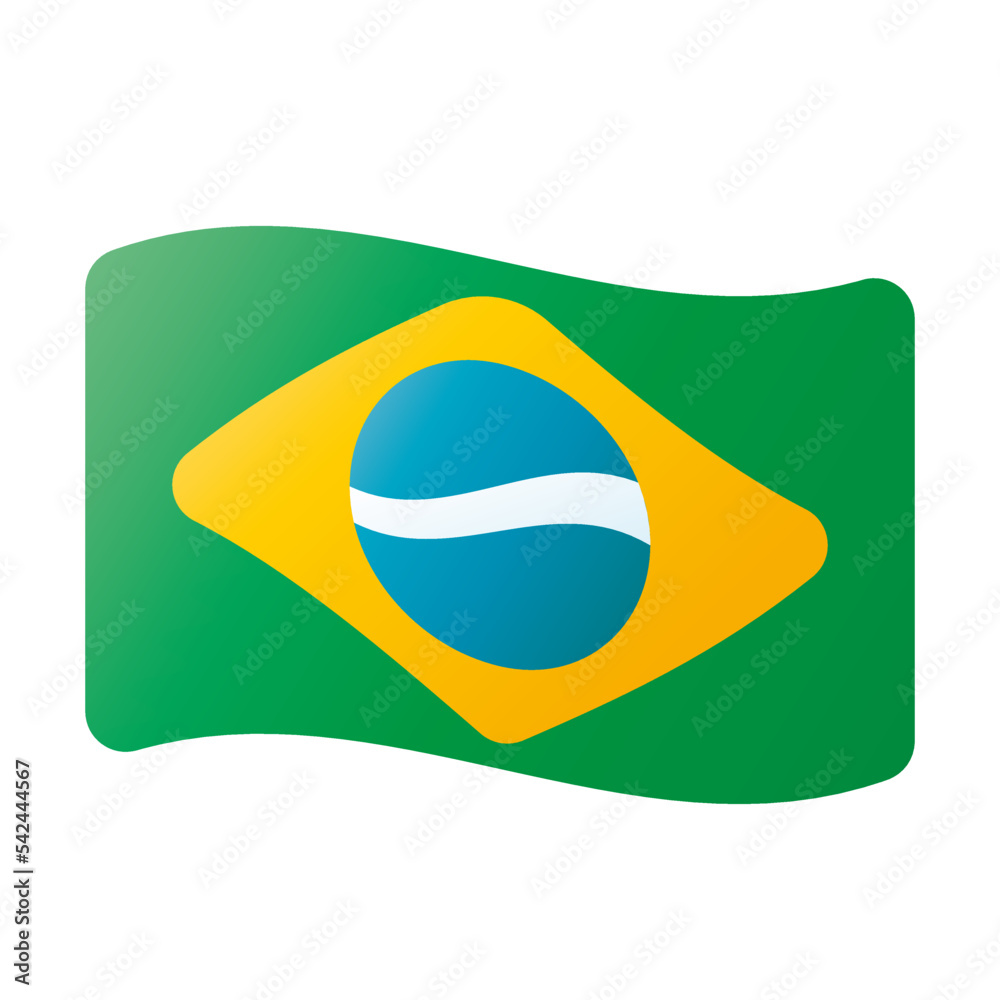 Bandeira do brasil logo ícone minimalista vetor com degradê amarelo, verde e azul.