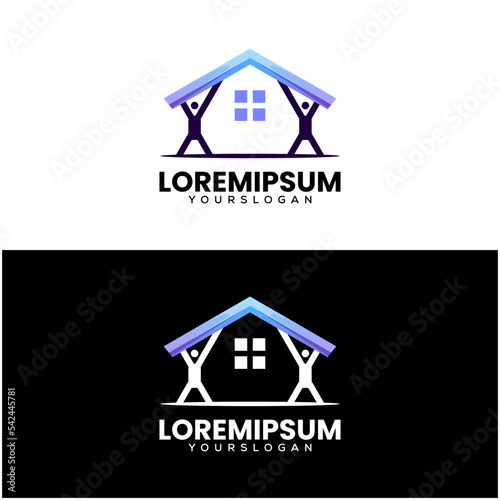 human home gradient logo design template