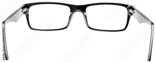 View seeing through black eye glasses isolated photo
