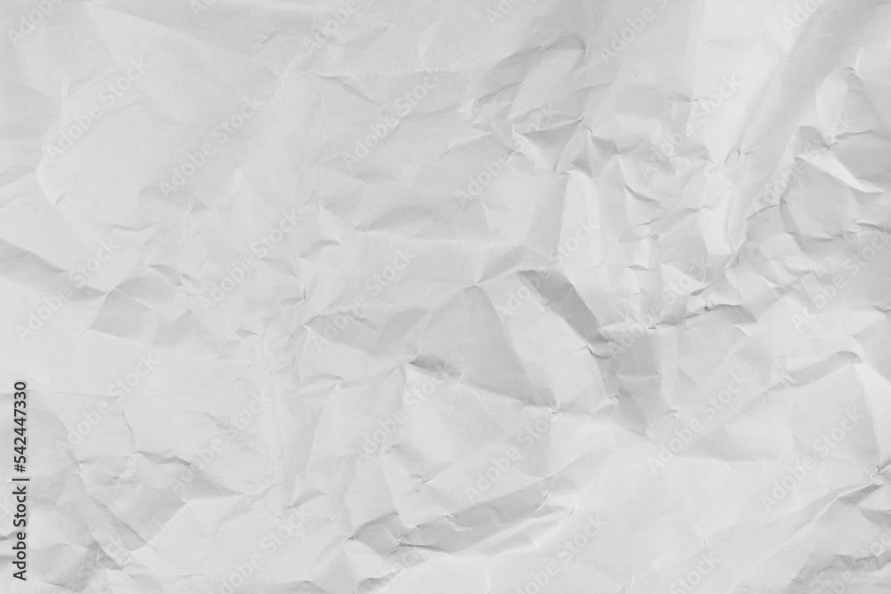 Fototapeta premium White crumpled paper texture background, clean white wrinkled paper, top view.