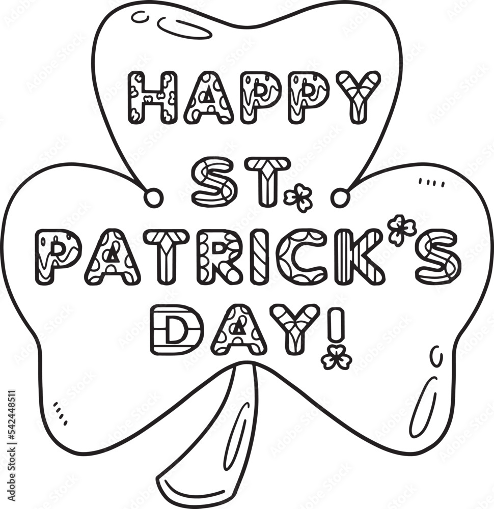 Happy Saint Patricks Day Isolated Coloring Page