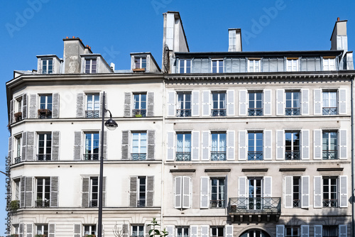 Paris, ancient buildings at Bastille, typical facades and windows 