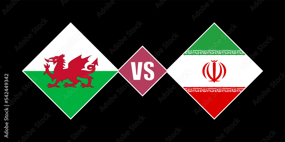Wales vs Iran flag concept. Vector illustration. Wales vs Iran flag concept. Vector illustration.