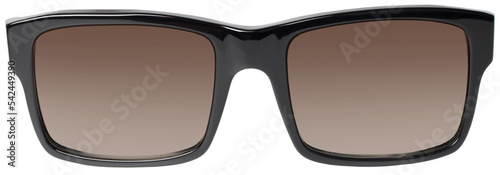 Classic black sunglasses front view, isolated, partial transparency photo