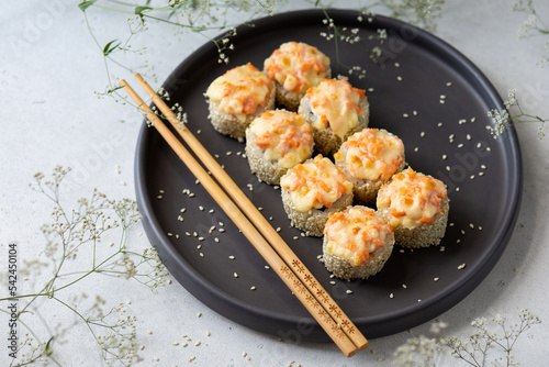 Rolls with baked cheese