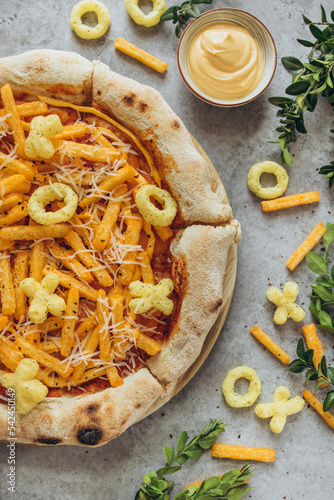 Pizza with cheetos chips