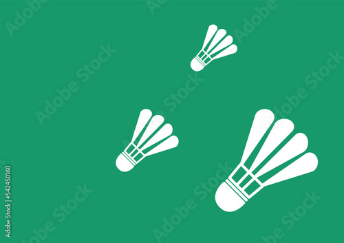 Badminton ball icon vector. Badminton ball on green background.