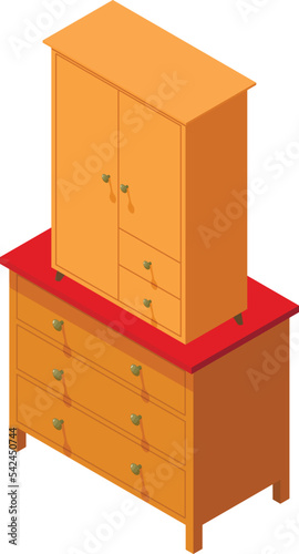 Wooden furniture icon isometric vector. New modern locker on dresser icon. Classic interior, dressing room furniture photo