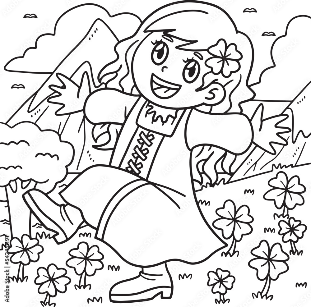 Saint Patricks Day Girl Dancing Coloring Page Saint Patricks Day Girl Dancing Coloring Page