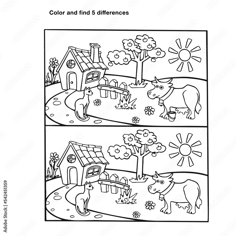 Finde die Unterschiede und male sie bunt aus! Kostenlose Ausmalbilder für Groß und Klein