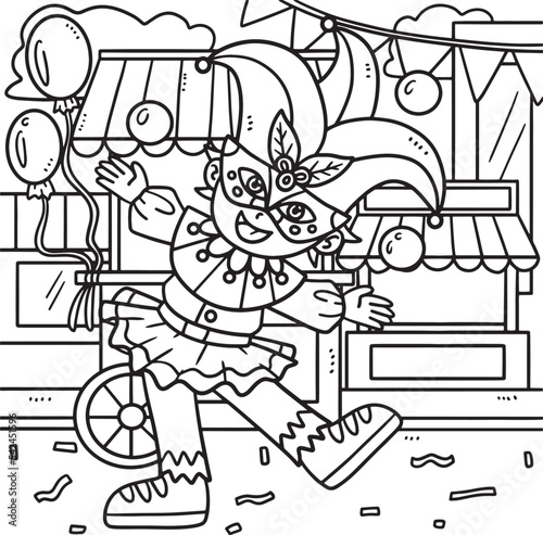 Mardi Gras Jester Boy Coloring Page for Kids