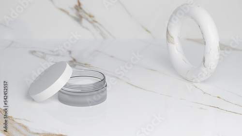 cosmetics glass jar with opened lid realistic mockup