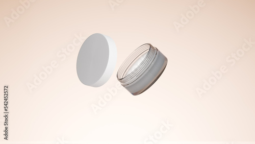 Cosmetics packaging jar with opened lid realistic mockup