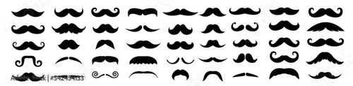 Obraz na plátně Vector set of hipster mustache icon