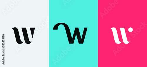 Set of letter W minimal logo icon design template elements