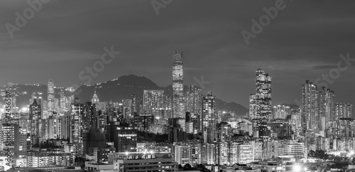 Panorama of skyline of Hong Kong city at dusk © leeyiutung