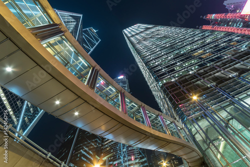 Skyscraper in downtown of Hong Kong city ay night