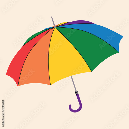Cartoon outdoor umbrella lgbt design, simple flat vector style, colorful rainbow illustration. Accessory, rain protection, trendy symbol, isolated, fall weather season, decorative, gender, parasol art