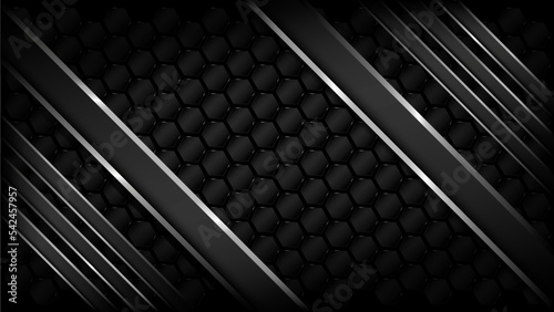 Dark Metallic Shiny Carbon Background Banner Vector Wallpaper © Scatterbounce
