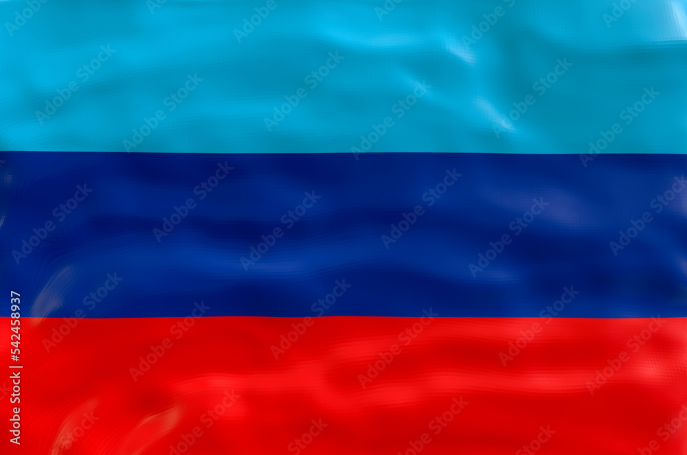 National flag  of Lugansk People's Republic. Background  with flag  of Lugansk People's Republic