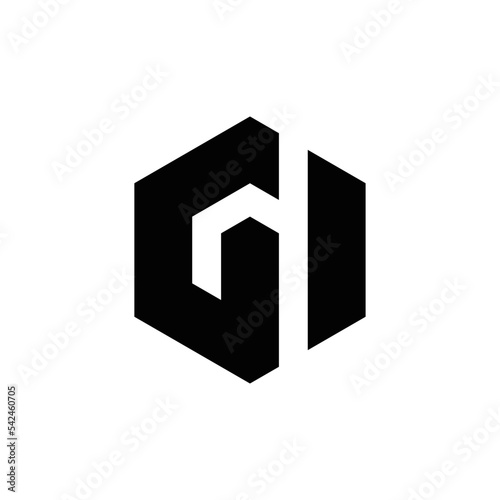  Abstract G I initials monogram logo design, icon for business, template, simple, elegant 