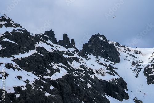 Mountain ridge covered with snow photo