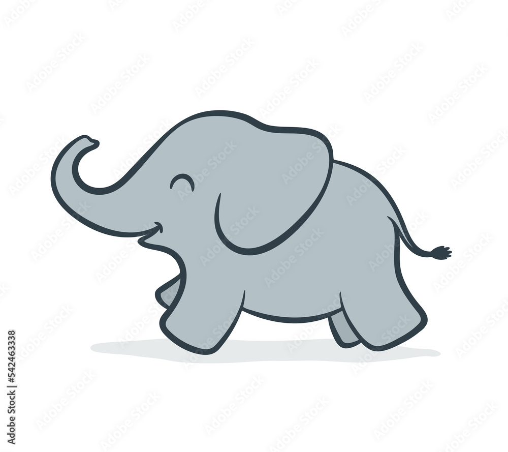 Cartoon cute baby elephant running Cartoon cute baby elephant running
