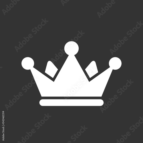 Crown Icon in flat outline style isolated on black