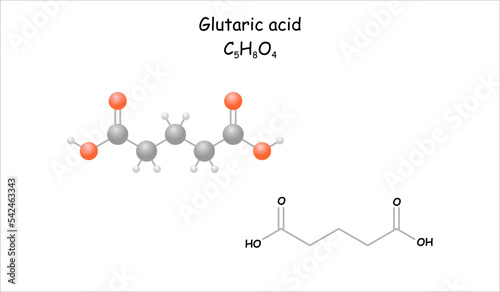 Stylized molecule model/structural formula of glutaric, acid