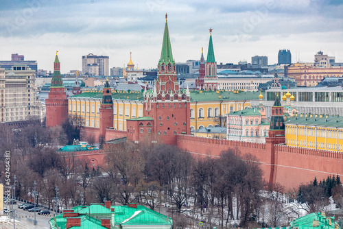 View of the Moscow Kremlin on Red Square in Moscow in winter