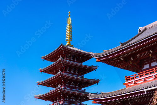 Asakusa Temple in Tokyo. Asakusa district tourist spot destination, Japan, Asia. Asian historic architecture. Sensoji Asakusa Kannon Temple - Japan landmark background photo