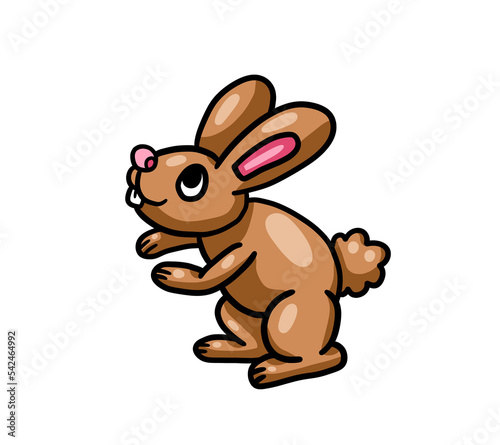 Stylized Adorable Happy Brown Bunny
